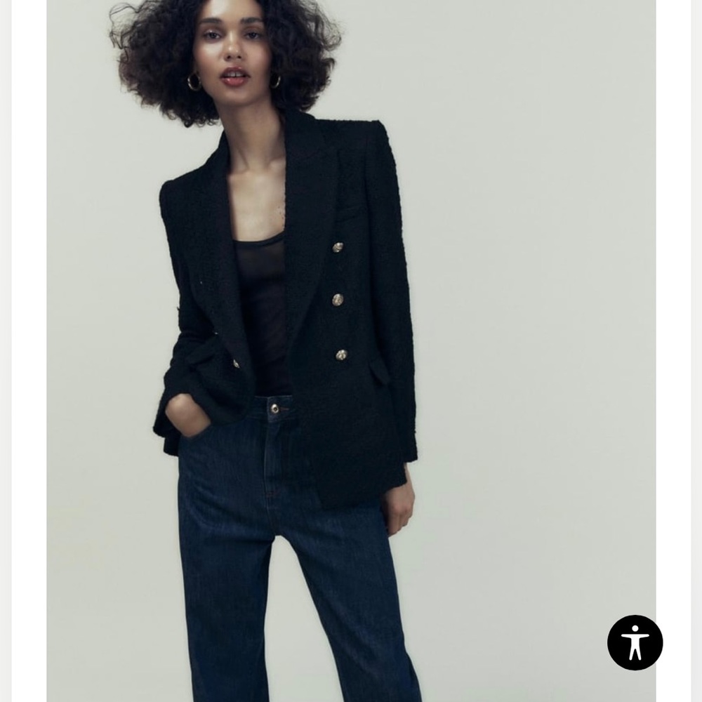 DOUBLE BREASTED TEXTURED WEAVE JACKET